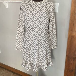 NWY Loft ruffle flounce dress black and white floral women’s‎ size 8